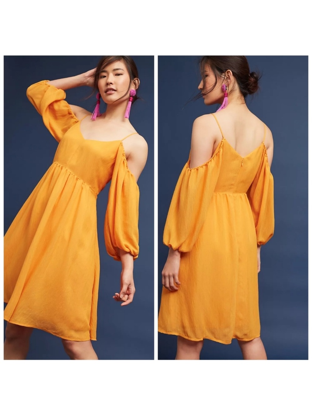 NWTs Moulinette Soeurs /Anthropologie |  Carina Open-Shoulder Dress in Mango L